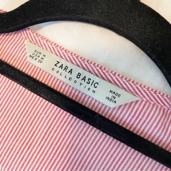 ZARA Striped Embroidered Bell Sleeve Blouse Crochet Detail Women’s Size Medium - Picture 7 of 9